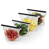 The Absolute Kitchen Reusable Silicone Food Storage Bags | Plastic Free Bag | BPA Free Container For Food Storage | Sandwich Pouches, Store Leftovers, Freeze or Sous Vide