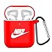 Earphone Accessories Airpods Case with Keychain Soft Protective Silicone Cover Skin for Apple Airpods 1&2 (RED-A)