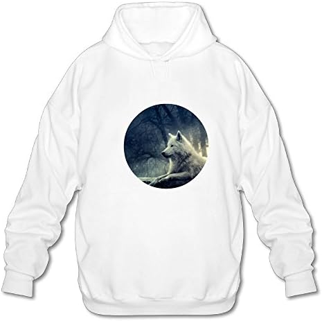 Men's Hooded Sweatshirts Soft Howling White Wolf Cotton Long Sleeve Pullover Hooded Sweatshirts