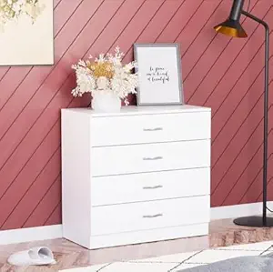 Caspian Furniture Engineered Wood 4 Tier Chest of Drawers for Home/Office | Multipurpose Storage Cabinet for Home or Office | Filing Cabinet (White)