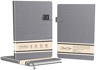 Amsburg Premium Classic Journal Notebook Diary with Metal Lock (Grey)