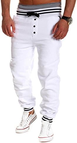 Smalotus Harem Pants New Casual Skinny Sweatpants Sport Pants Trousers Drop Crotch Jogging Pants Men Joggers Sarouel (L, White)