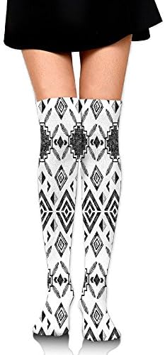 Hizhogqul Hand Drawn Sketchy Ethnic Traditional Pattern Native American Ornaments Women's Fashion Over The Knee High Socks (60cm)