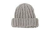Sanremo Unisex Kids Warm Knitted Fold-Over Winter Beanie Hat (Light Grey)