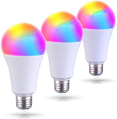 E27 Smart Light Bulb,7W RGBW Wifi Smart Bulbs,Remote Control Smart WiFi LED Bulb Warm White,Dimmable Multicolor Smart LED Light,No Hub Required,Works with Alexa and Google Home,60W Equivalent (3 Pack)