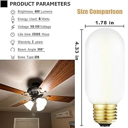 Leools T14 LED Bulb,4W E26 LED Bulb Dimmable