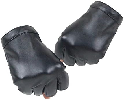 Yingniao Women's PU Leather Fingerless Motorcycle Fashion Half-Finger Outdoor Driving Cycling Gloves Black
