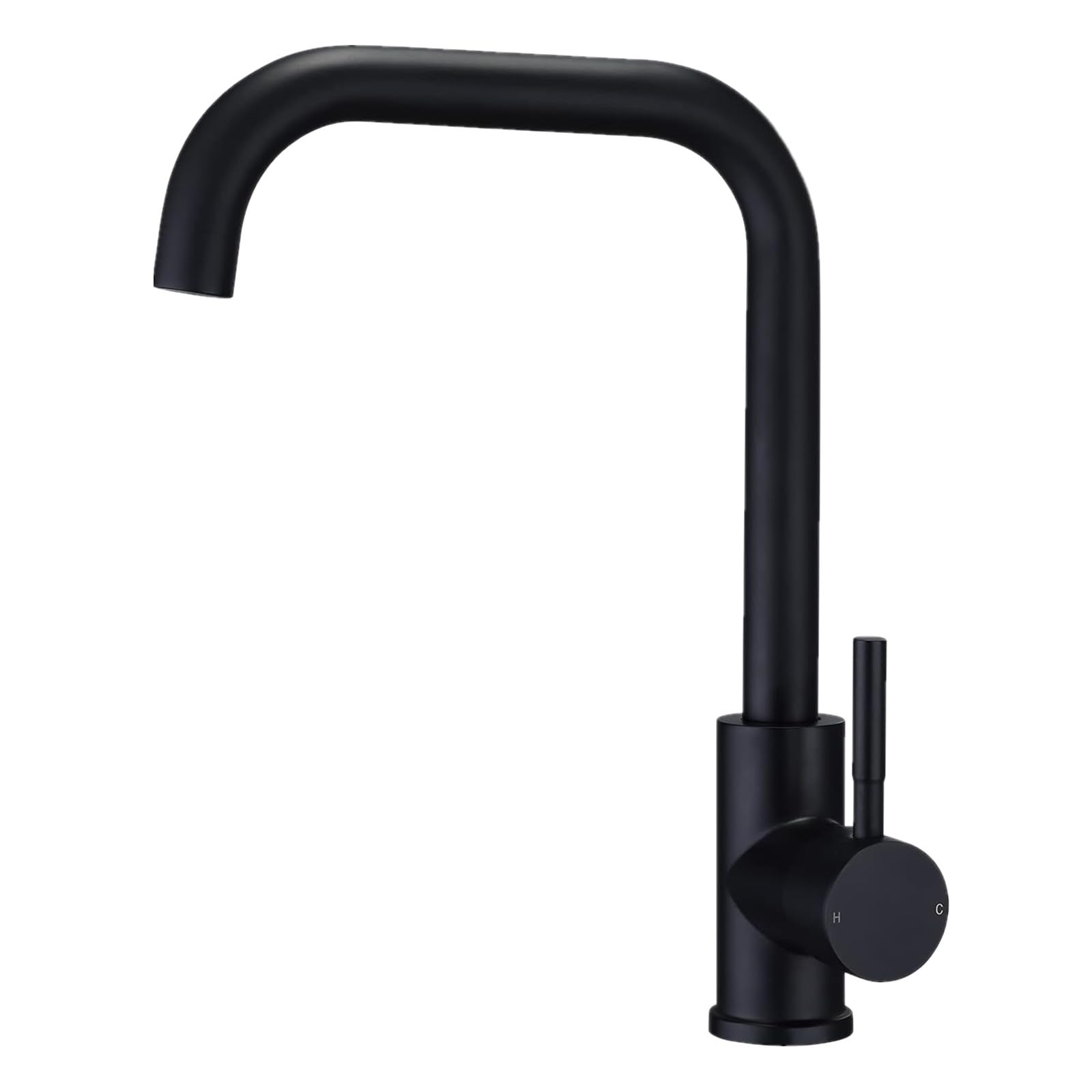 Kitchen Sink Mixer Tap Monobloc Matte Black Kitchen Mixer Faucet 1 Hole with 360 Swivel Spout, Single Lever Rectangle Mono Bar Taps, L Shaped
