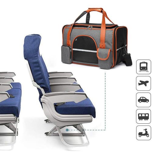 Transport Bag for Dog Cat, 45 x 28 x 25 cm, Airplane Transport Bag, Small Size with Removable Mat, Foldable Soft and Breathable Backpack for Travel Pets