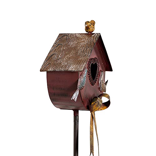 Outdoor Bird House Stake, Rococo Birdhouse with Bowknot, Vintage