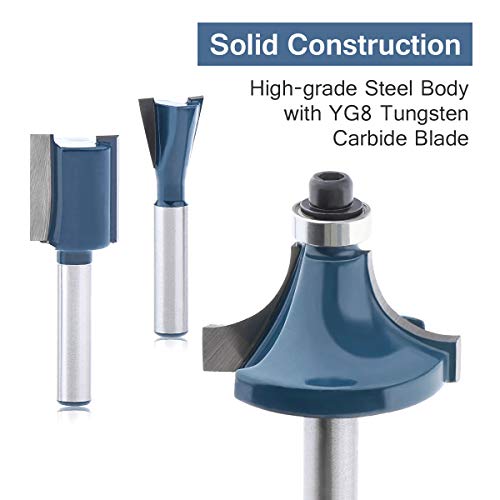 Miulika Tungsten Carbide Router Bits Set of 15pieces 1/4 Inch Shank