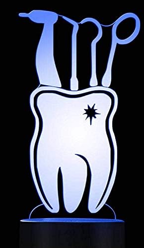 3D Night Light Dental Care Decal Dentist Acrylic Table Light Dental Hygienist Gift Tooth Medical Art with Color Changing Optical Illusion Light