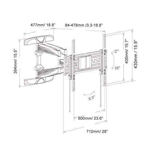 image for Loctek Curved TV Wall Mount Bracket for 32-70 inch Articulating Full M