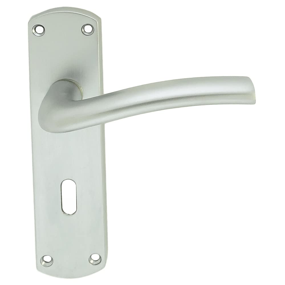 Serozzetta Liddel Door Handles on Backplate - Lock (57mm c/c) - Satin Chrome
