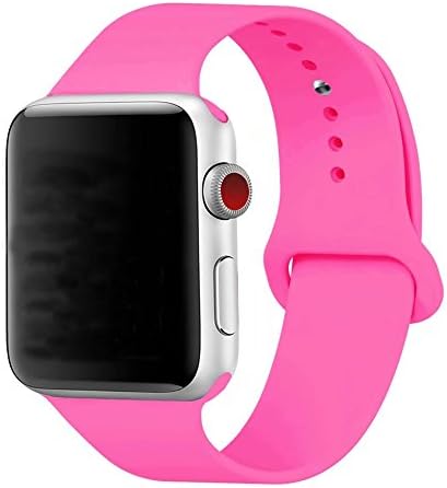 Band for Apple Watch 38mm, Guangzhi New Design (Metal Tuck Clasp Ouside/Correct Wearing Way in 4th Image) Soft Silicone Sport Strap Band for iWatch Series 1 / 2 / 3, Sport, Edition,38mm,Barbie Pink