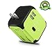 Maxracy International Travel Power Adapter with 2.4A Dual USB Charger and Built-in Spare Fuse Universal AC Wall Outlet Plugs All-in-One for UK, US, AU, Europe & Asia (Green) …