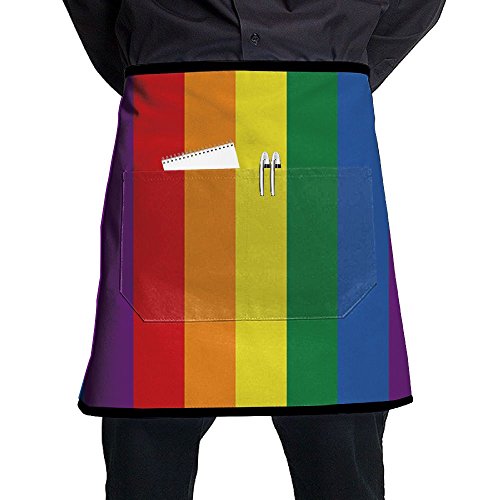 LGBT The Rainbow Flag Waist Aprons Half Bistro Apron With Pockets Apron For Women Restaurant Waitress Waiter