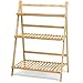 Giantex Bamboo Ladder Plant Stand, 3 Tier Folding Bamboo Plant Shelf, Foldable Flower Pot Display Shelf Rack, Multiple Plants Holder Organizer Storage Shelf for Indoor Outdoor Balcony Garden (Natural)