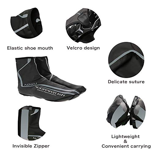 Cycling Shoe Covers Road Bike Shoes Toe Cover Zippered MTB Winter Cycling Shoes Covers for Outdoor Sports (Black, M) - Thumbnail 3
