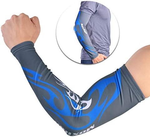 LEAPTECH Arm Sleeves, UV Sun Protection Compression Arm Sleeves Cover for Cycling, Running, Golf, Basketball, Football Sleeves for Men and Women to Cover Arms (1 Pair) (Blue Grey, Medium)