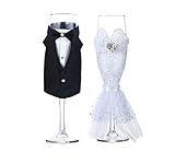 Wedding Bridal Dress Wine Glasses-ULA Bride and Groom Design Champagne Flutes for Toasting,Engagement ,Bridal Shower Gifts,Unusual Gifts, Couples Gifts, Customized Wedding Gifts (set of 2)