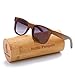 Arctic Penguin Skateboard Sunglasses Wood Glasses Polarized Fishing Sun Shades for Men UV400 Protection with Bamboo Case 52mm (Coffee, Grey)