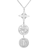 YILUOCD Witches Knot Triple Protection Necklace Stainless Steel Tetragrammaton Pentagram St. Benedict Witchy Magic Celtic Knot Pendant Jewelry for Women