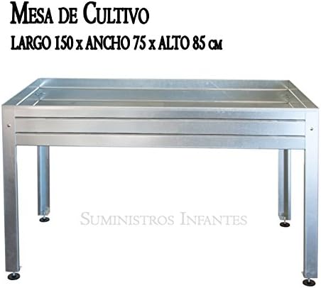 MESA DE CULTIVO Acero Galvanizado. Medidas: Largo 150cm x Ancho ...