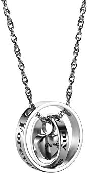Cremation Necklace Dual-Ring No Longer by My Side Forever in My Heart Urn Necklaces for Ashes for Mom Sister Grandma Aunt Wife Cremation Jewelry by AMIST (Grandma)