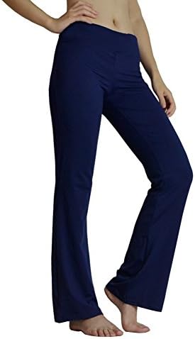 YIDAINLINE Yoga Pants Polyester Trousers for Women, High Waist Capris Ankle Leggings Boot Cut Pants Workout Pants (Dark Blue, X-Large)