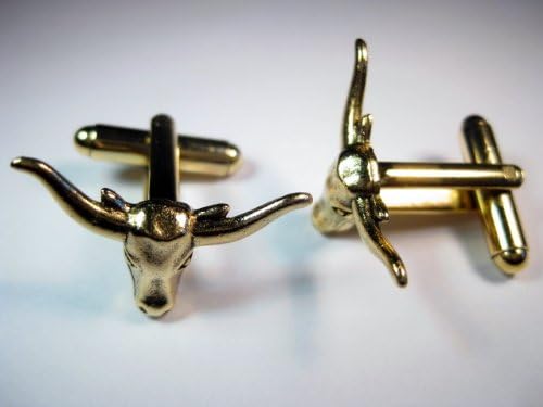 Cow skull 24k gold cufflinks by classic cufflinks