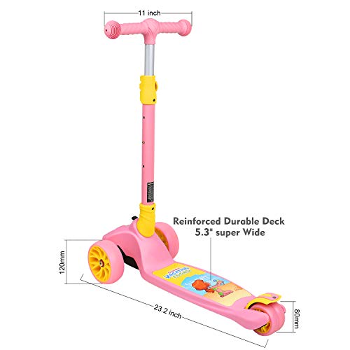 VOKUL Kick Scooter for Kids, 3 Widen Flashing PU Wheels, Adjustable Height Kids Scooter with a Easy Folding System, Best Gift for Kids Age 3+