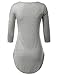 URBANCLEO Womens 3/4 Sleeves Mini Dress Jersey Long T-Shirt Hgray Small