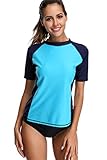 Maysoul Women's Short Sleeve Rash Guard Swimsuit UPF Swim Shirt Athletic Tops