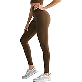 Orolay Compression Leggings for Women Tummy Control High Waisted Leggings for Women Full Length Workout Yoga Pants Brown