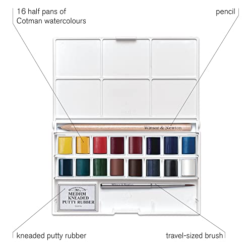 Winsor & Newton Cotman Watercolor Paint Set, Complete Pocket Set, 16