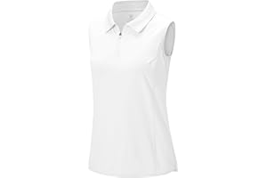BGOWATU Women's Sleeveless Golf Polo Shirts 1/4 Zip Tennis Tank Tops with Collar UV Protection Quick Dry
