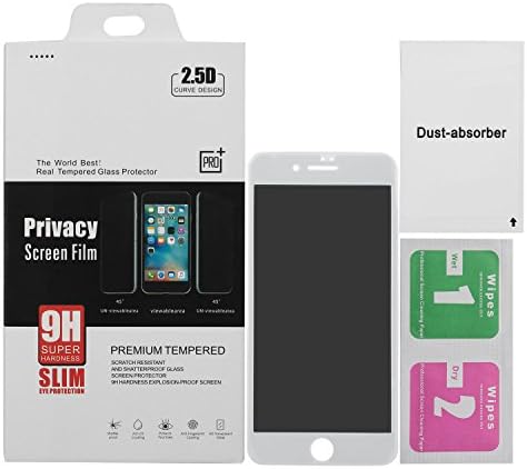 BuySShow Curved iPhone 7 Privacy Screen Protector 4.7inches Privacy Screen iPhone 7 privacy tempered glass Anti Spy 0.3mm 9H Hardness Full Screen (White)