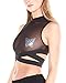 iHeartRaves Cross Faded Sheer Mesh Strappy Crop Top (Black, Medium)
