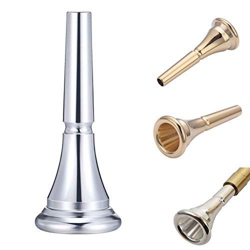 Alician French Horn Mouthpiece Copper Alloy Body Smooth Polished Stylish Plated Music Instrument Spare Part for Musician Beginner Silver Copper Alloy Electronic Accessories