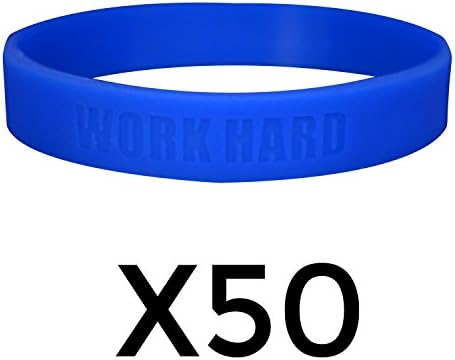 GOMOYO Work Hard Dream Big Motivational Silicone Wristbands, Eight Colors of Inspirational Rubber Bracelets - Bulk Options for Teams Available
