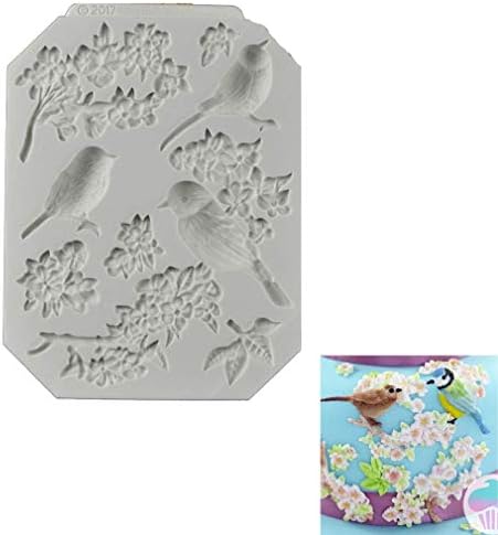 REDAN Bird Rose Flower Shape Silicone Fondant Mould Cake Chocolate Candy Molds DIY Jelly Baking Sugarcraft Decorating Moulds Tools Grey Color