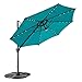 COBANA 10’ Offset Patio Umbrella with Solar Powered and Blue-Tooth Speaker and 360 Degree Rotation Pole, Blue