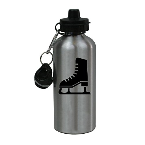 Personalized Custom Ice Skates, Hockey, Figure Skating Aluminum Silver Finish 20 Ounce Water Bottle Customizable - Thumbnail 4