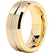 100S JEWELRY Tungsten Rings for Mens Gold Wedding Bands Silver Grooved Two Tone 8mm Wide Size 8-16