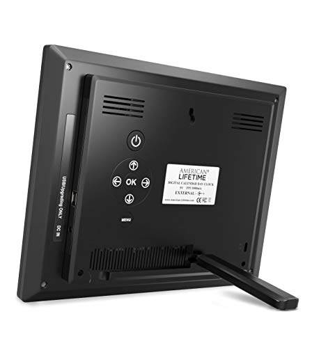 [Newest Version] American Lifetime Day Clock - Extra Large Impaired Vision Digital Clock with Battery Backup & 5 Alarm Options (Black - 2 pack)