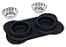 INTERNET'S BEST Bone Dog Bowl Set - Double Stainless Steel Food and Water Bowls with Non-Slip Silicone Stand - No Spill Pet Feeding Station - Durable Dog Dish Holder Set - Small, Black