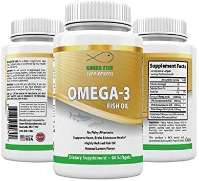 Natural Fish Oil Supplement. Burpless, Natural Lemon Flavor. Beef-gelatin, Non-GMO, LIMITED SALE, Made in USA.| 1500mg of total omega 3 | 800 mg EPA, 600 mg DHA. Great Omega 3 strength. 60 Softgels.