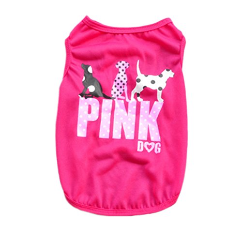 Dog Shirts Pet Shirts Dog T-Shirt Puppy Dog T Shirt Dog Vest Puppy Vest Pet Clothing Puppies Clothes Small Dogs Doggie Tee Summer Apparel Female Dog Shirt Beach Wear (L, Magenta)