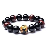 Merdia Men's Tiger Eye Stone Stretch Bracelet with Dragon Pattern Bead (12MM yellow) for Father's Day!